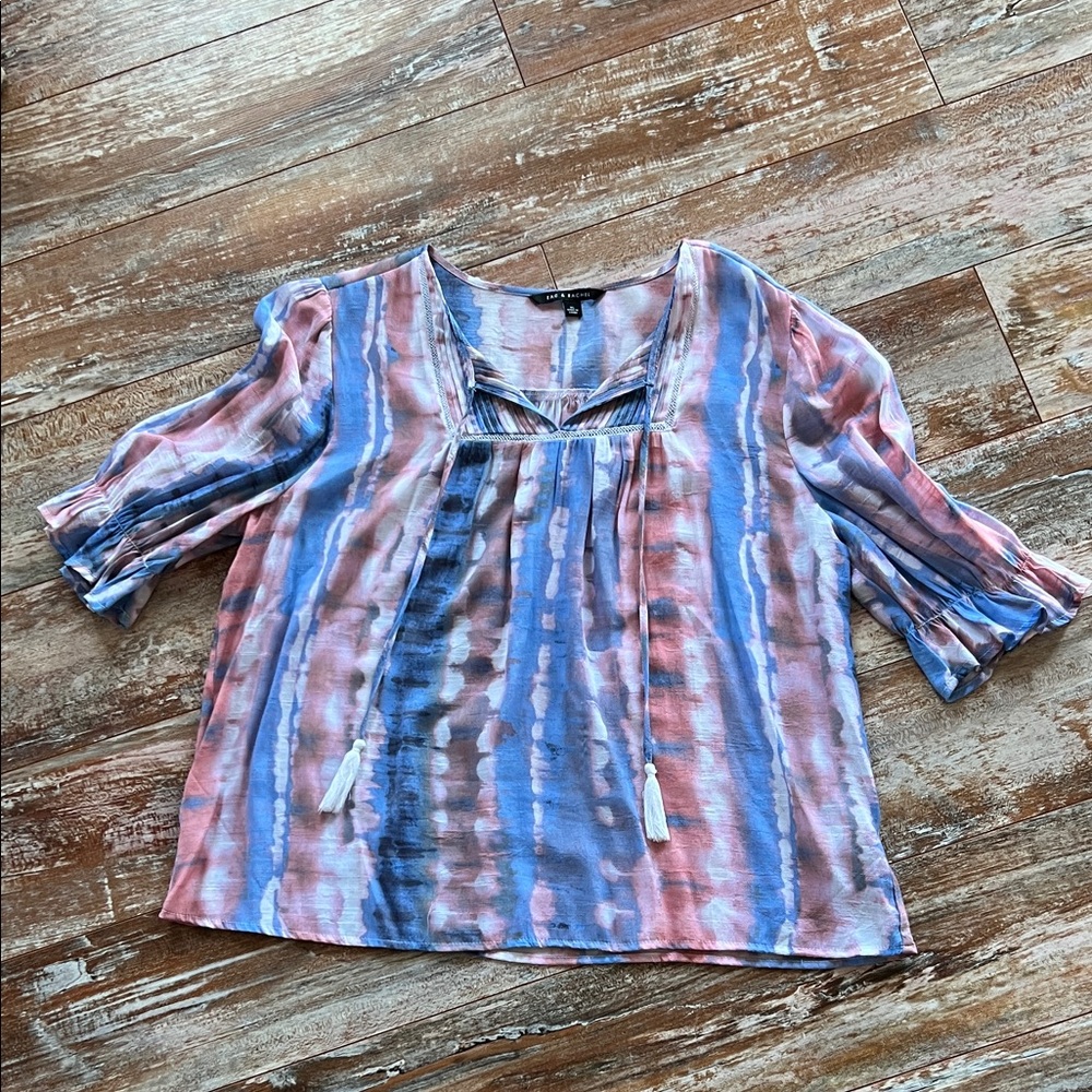 Zac & Rachel Blue and Pink Tie-Dye Blouse